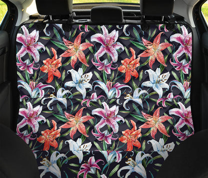Watercolor Lily Flowers Pattern Print Pet Car Back Seat Cover