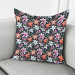 Watercolor Lily Flowers Pattern Print Pillow Cover