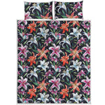 Watercolor Lily Flowers Pattern Print Quilt Bed Set