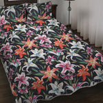 Watercolor Lily Flowers Pattern Print Quilt Bed Set