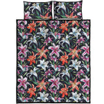 Watercolor Lily Flowers Pattern Print Quilt Bed Set