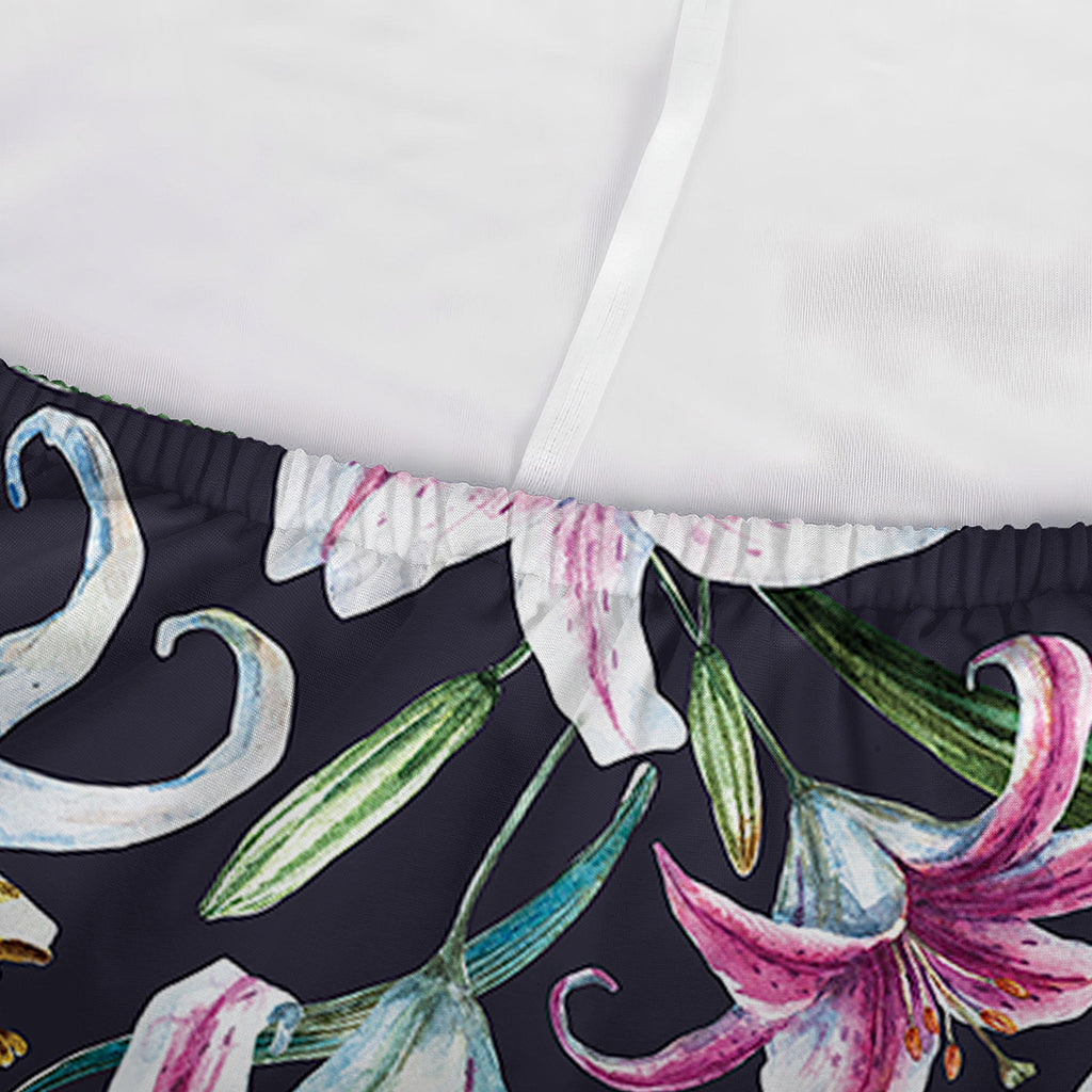 Watercolor Lily Flowers Pattern Print Sofa Cover