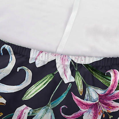Watercolor Lily Flowers Pattern Print Sofa Cover