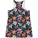 Watercolor Lily Flowers Pattern Print Women's Racerback Tank Top