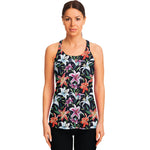 Watercolor Lily Flowers Pattern Print Women's Racerback Tank Top