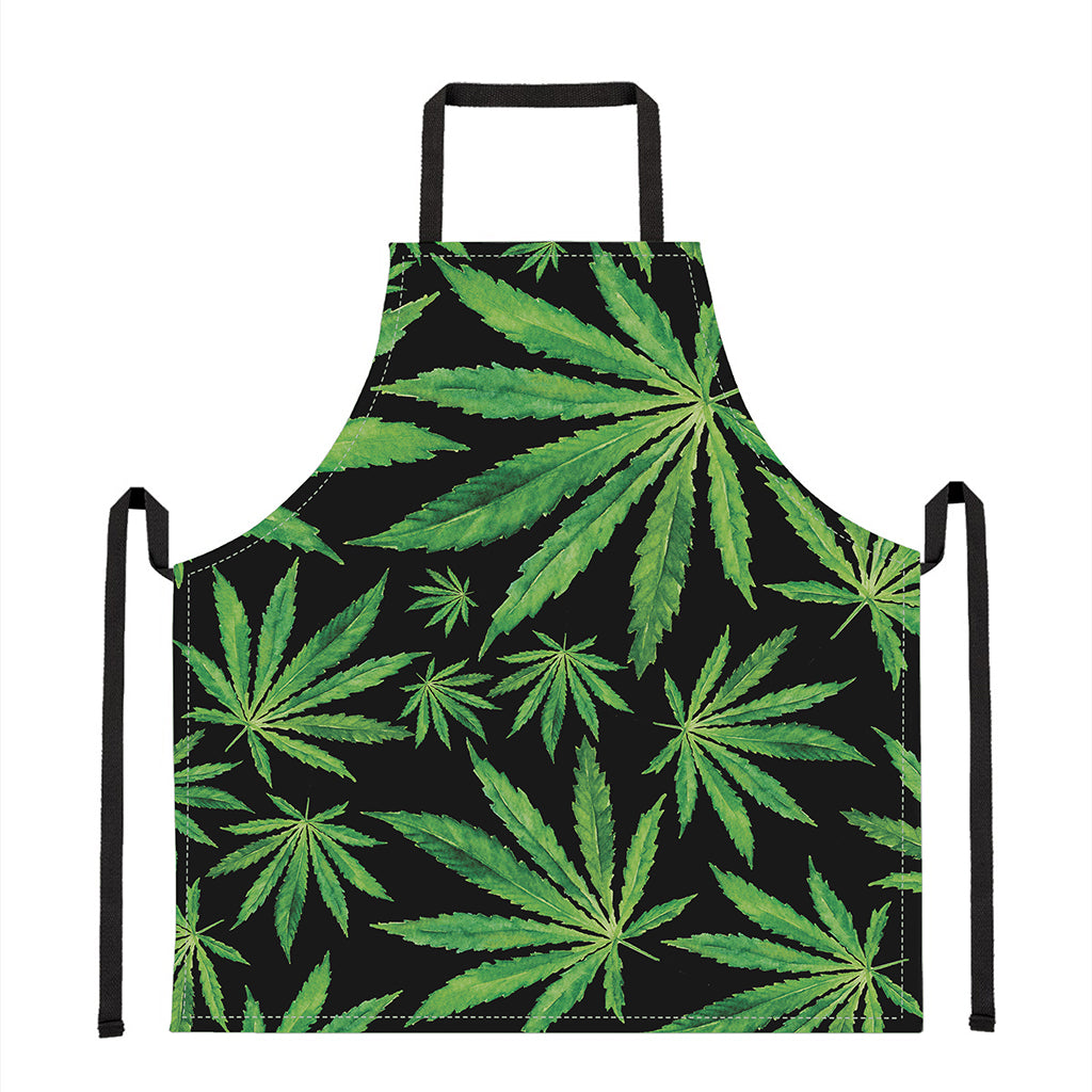 Watercolor Marijuana Leaf Pattern Print Apron