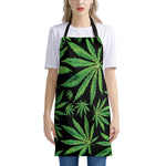 Watercolor Marijuana Leaf Pattern Print Apron
