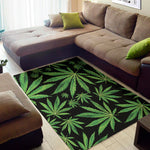 Watercolor Marijuana Leaf Pattern Print Area Rug