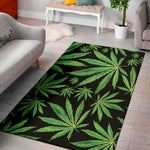 Watercolor Marijuana Leaf Pattern Print Area Rug