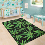 Watercolor Marijuana Leaf Pattern Print Area Rug