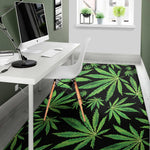 Watercolor Marijuana Leaf Pattern Print Area Rug
