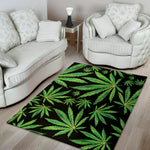 Watercolor Marijuana Leaf Pattern Print Area Rug