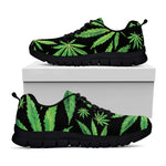 Watercolor Marijuana Leaf Pattern Print Black Sneakers