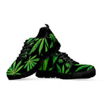 Watercolor Marijuana Leaf Pattern Print Black Sneakers
