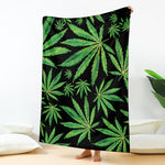 Watercolor Marijuana Leaf Pattern Print Blanket