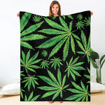 Watercolor Marijuana Leaf Pattern Print Blanket