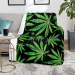 Watercolor Marijuana Leaf Pattern Print Blanket