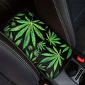 Watercolor Marijuana Leaf Pattern Print Car Center Console Cover