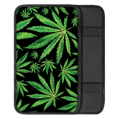 Watercolor Marijuana Leaf Pattern Print Car Center Console Cover