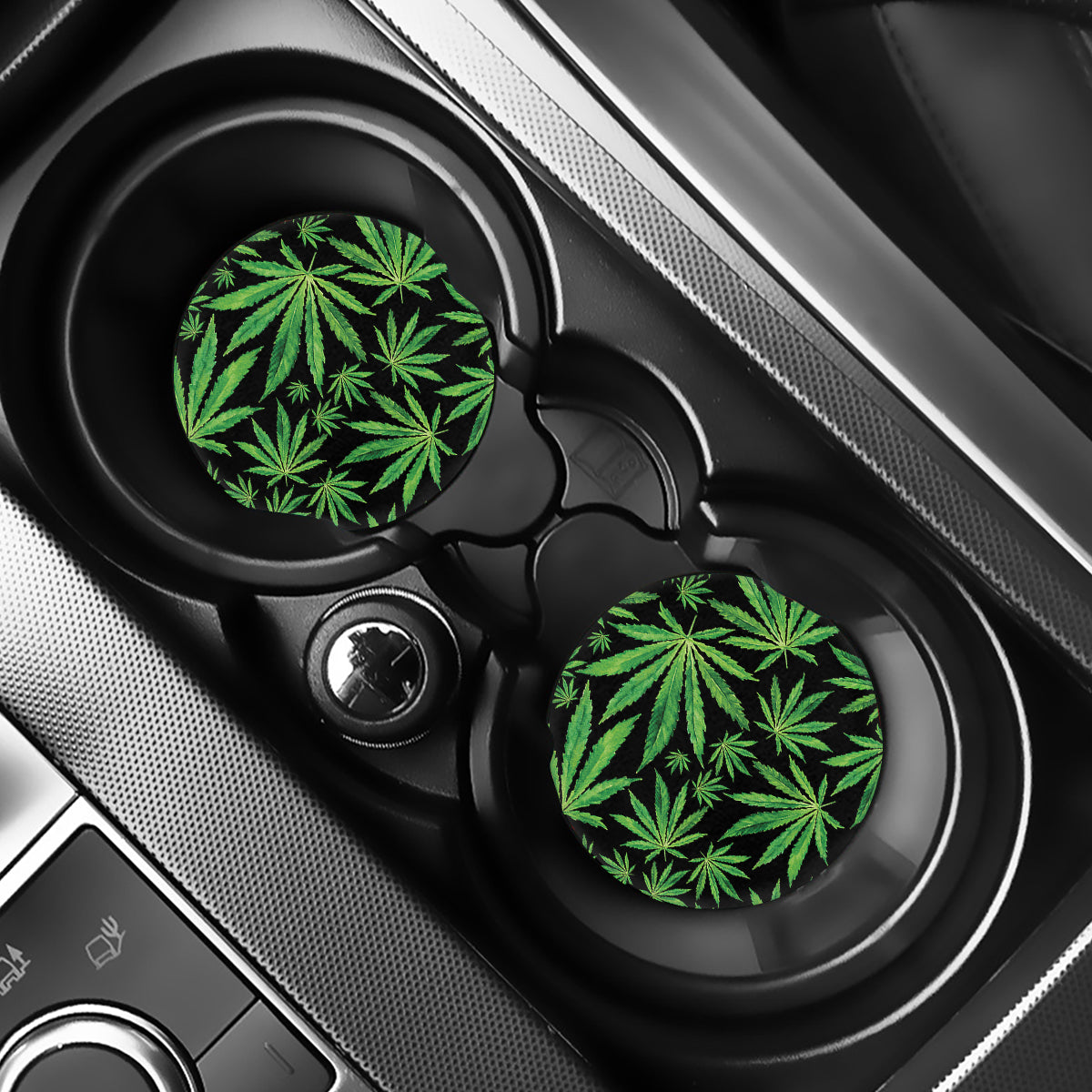 Watercolor Marijuana Leaf Pattern Print Car Coasters