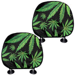 Watercolor Marijuana Leaf Pattern Print Car Headrest Covers