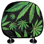 Watercolor Marijuana Leaf Pattern Print Car Headrest Covers