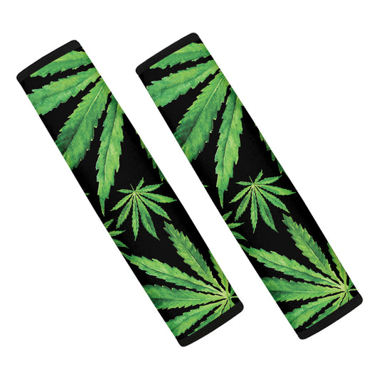 Watercolor Marijuana Leaf Pattern Print Car Seat Belt Covers