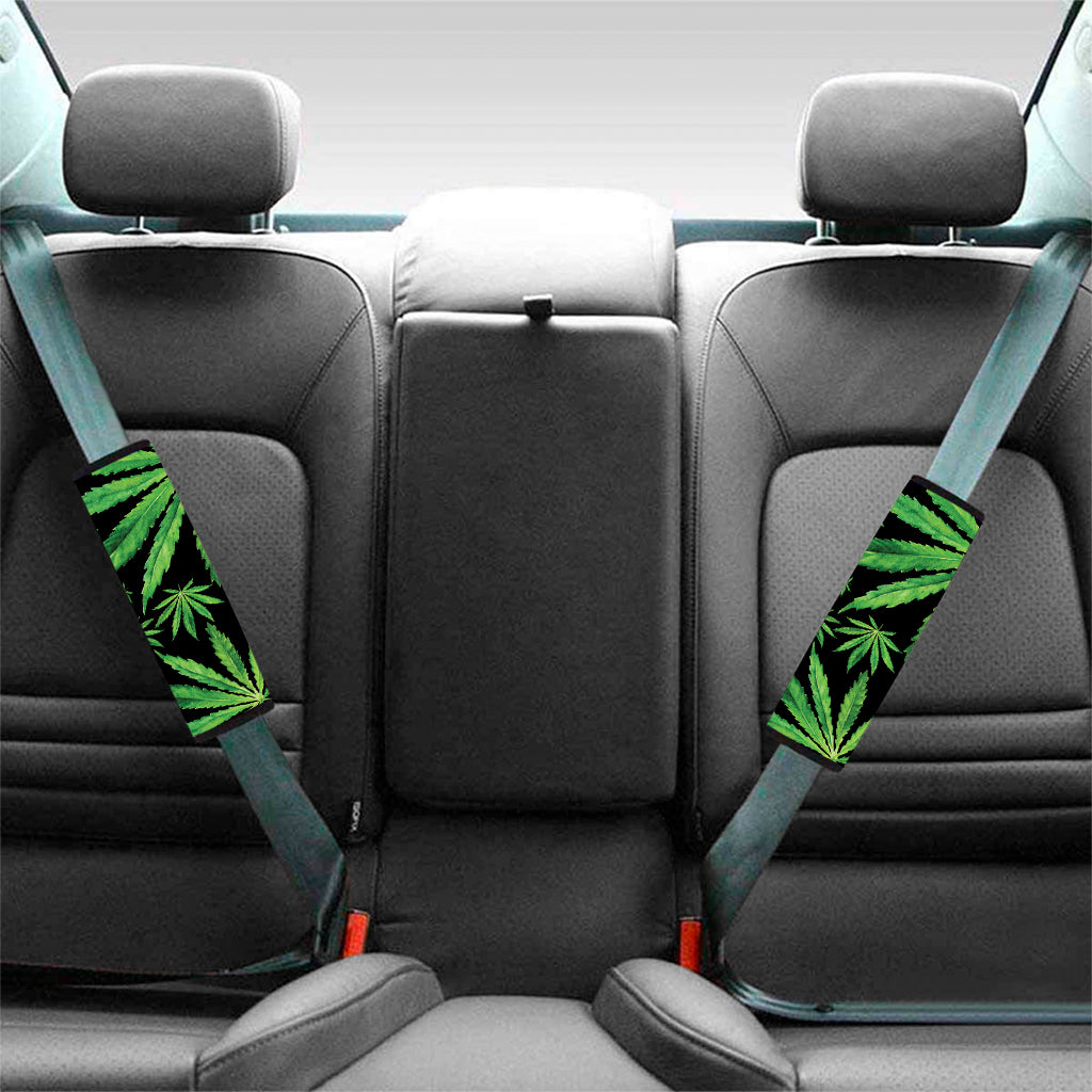 Watercolor Marijuana Leaf Pattern Print Car Seat Belt Covers
