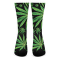 Watercolor Marijuana Leaf Pattern Print Crew Socks
