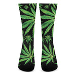 Watercolor Marijuana Leaf Pattern Print Crew Socks