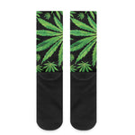 Watercolor Marijuana Leaf Pattern Print Crew Socks