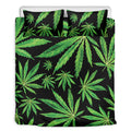 Watercolor Marijuana Leaf Pattern Print Duvet Cover Bedding Set