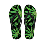 Watercolor Marijuana Leaf Pattern Print Flip Flops