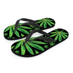 Watercolor Marijuana Leaf Pattern Print Flip Flops
