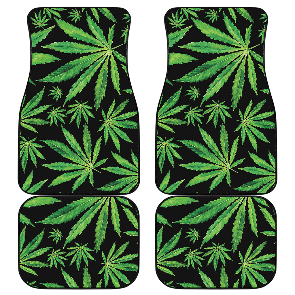 Watercolor Marijuana Leaf Pattern Print Front and Back Car Floor Mats
