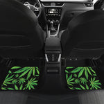Watercolor Marijuana Leaf Pattern Print Front and Back Car Floor Mats