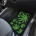 Watercolor Marijuana Leaf Pattern Print Front and Back Car Floor Mats