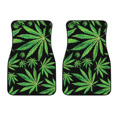 Watercolor Marijuana Leaf Pattern Print Front Car Floor Mats
