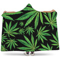 Watercolor Marijuana Leaf Pattern Print Hooded Blanket