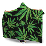 Watercolor Marijuana Leaf Pattern Print Hooded Blanket