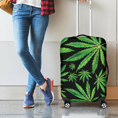 Watercolor Marijuana Leaf Pattern Print Luggage Cover