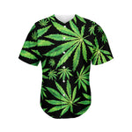 Watercolor Marijuana Leaf Pattern Print Men's Baseball Jersey