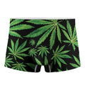 Watercolor Marijuana Leaf Pattern Print Men's Boxer Briefs