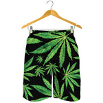 Watercolor Marijuana Leaf Pattern Print Men's Shorts