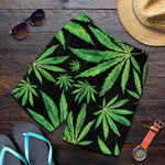 Watercolor Marijuana Leaf Pattern Print Men's Shorts