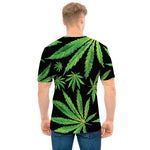 Watercolor Marijuana Leaf Pattern Print Men's T-Shirt