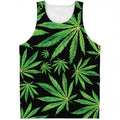 Watercolor Marijuana Leaf Pattern Print Men's Tank Top