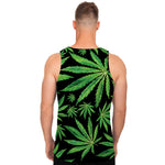 Watercolor Marijuana Leaf Pattern Print Men's Tank Top