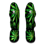 Watercolor Marijuana Leaf Pattern Print Muay Thai Shin Guard