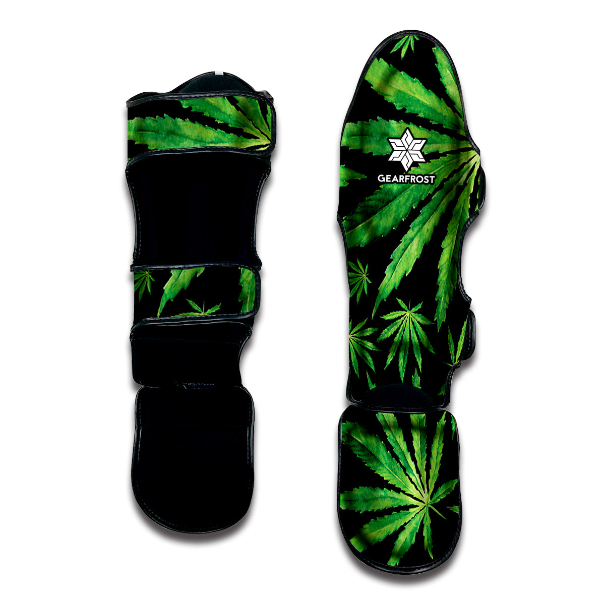 Watercolor Marijuana Leaf Pattern Print Muay Thai Shin Guard